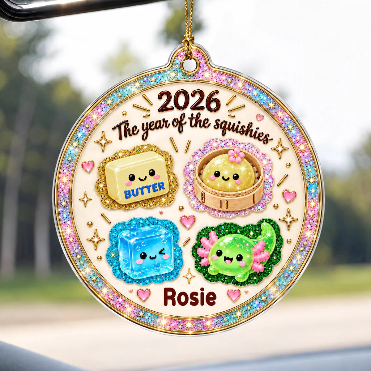 Personalized Year of the Squishies Butter, Dumpling & Ice Cube Acrylic Christmas Ornament – Gift for For Baby & Kids