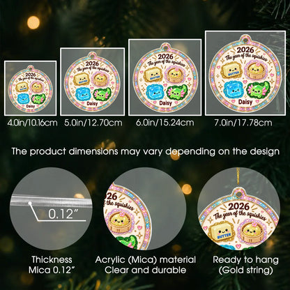 Personalized Year of the Squishies Butter, Dumpling & Ice Cube Acrylic Christmas Ornament – Gift for For Baby & Kids