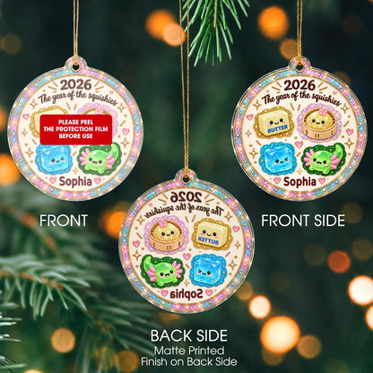 Personalized Year of the Squishies Butter, Dumpling & Ice Cube Acrylic Christmas Ornament – Gift for For Baby & Kids