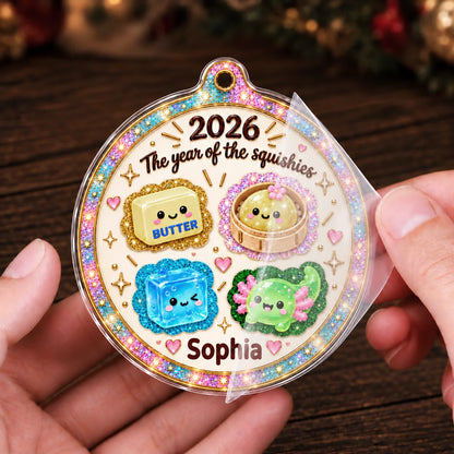 Personalized Year of the Squishies Butter, Dumpling & Ice Cube Acrylic Christmas Ornament – Gift for For Baby & Kids