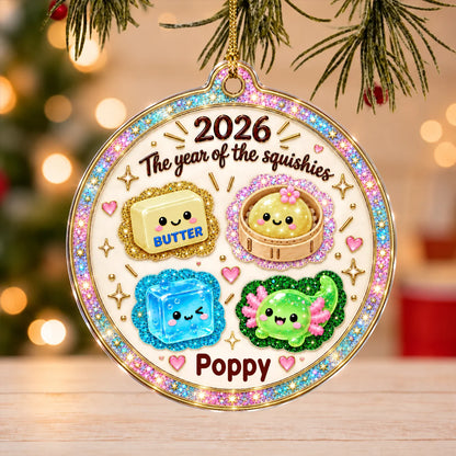 Personalized Year of the Squishies Butter, Dumpling & Ice Cube Acrylic Christmas Ornament – Gift for For Baby & Kids