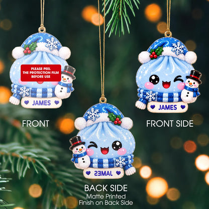 Personalized Cute Christmas Dumpling Acrylic Ornament – Colorful Santa Hat Custom Name Gift for Kids & Friends