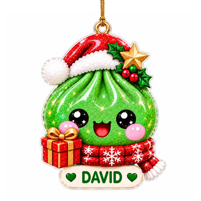 Personalized Cute Christmas Dumpling Acrylic Ornament – Colorful Santa Hat Custom Name Gift for Kids & Friends