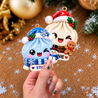 Personalized Cute Christmas Dumpling Acrylic Ornament – Colorful Santa Hat Custom Name Gift for Kids & Friends