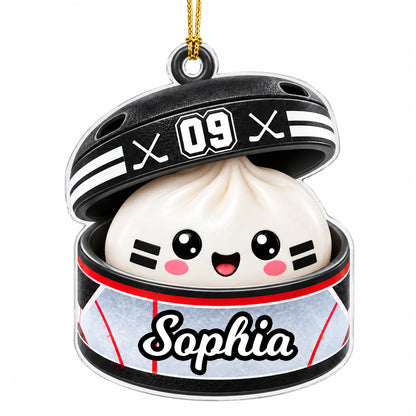 Personalized Sports Ball Dumpling in Open Box Acrylic Christmas Ornament – Custom Name & Number Gift for Athletes