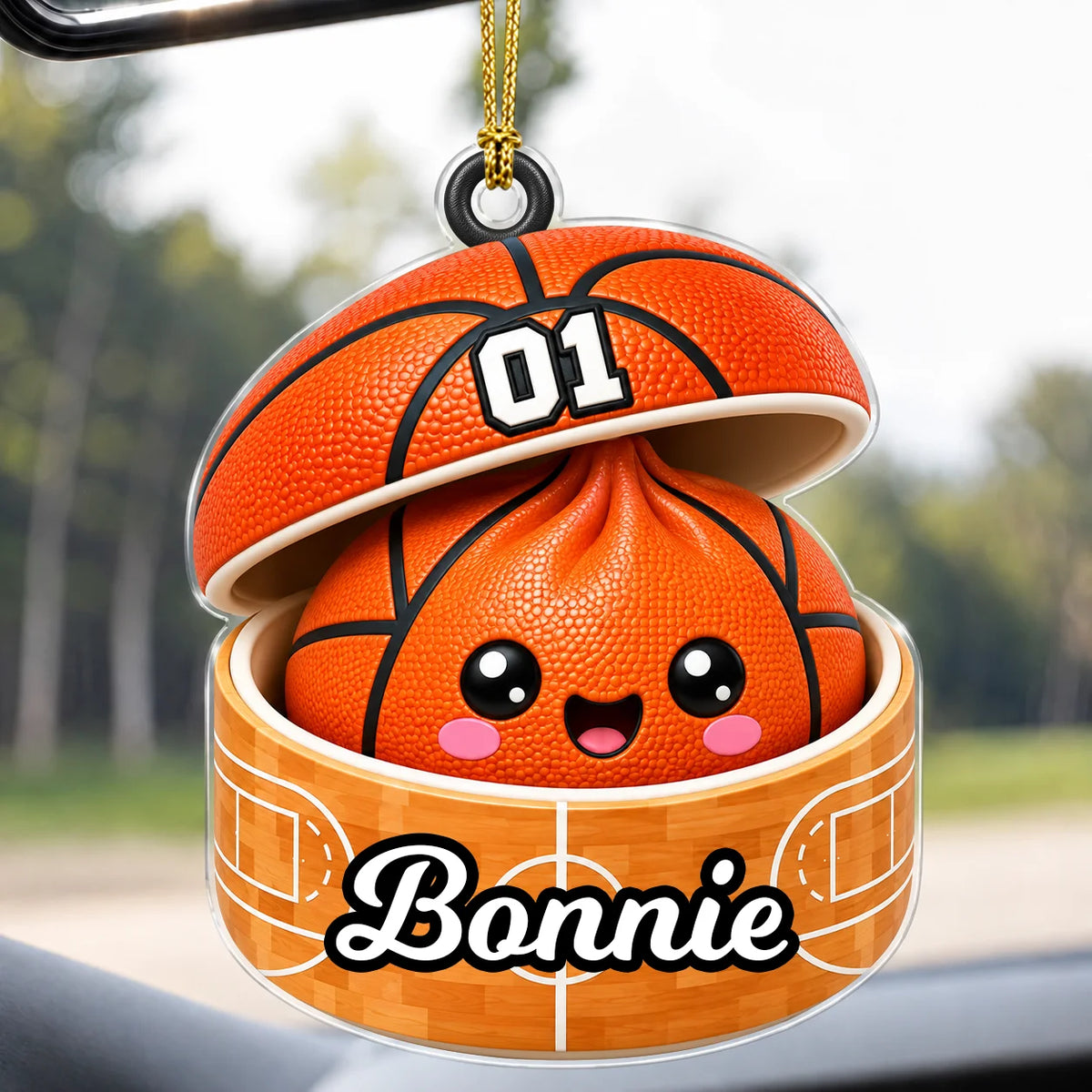 Personalized Sports Ball Dumpling in Open Box Acrylic Christmas Ornament – Custom Name & Number Gift for Athletes