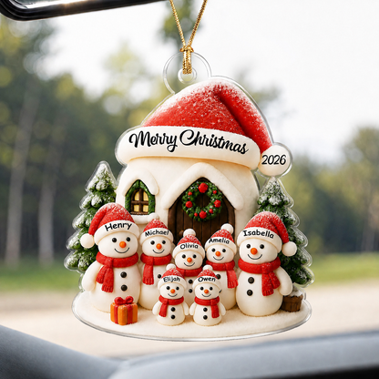 Personalized Snowman Family Christmas Acrylic Ornament – Custom Family Names Gift