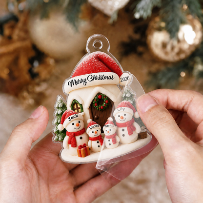 Personalized Snowman Family Christmas Acrylic Ornament – Custom Family Names Gift