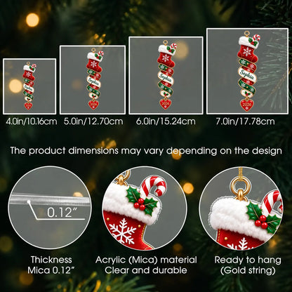 Personalized Christmas Character Spiral Ribbon Acrylic Ornament – Custom Name & Heart Year Gift for Family