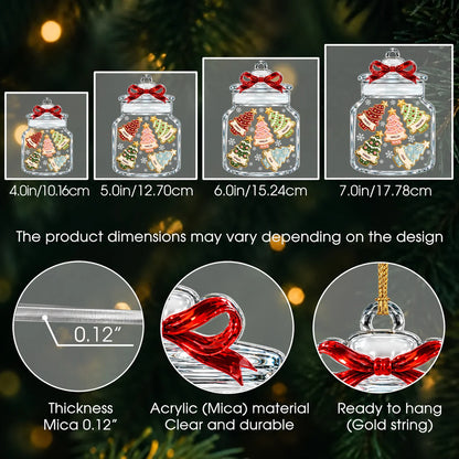 Personalized Christmas Tree Cookie Jar Acrylic Ornament – Red Bow Custom Names Gift for Family