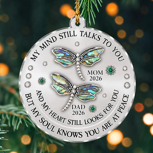 Ornement de Noël commémoratif personnalisé en acrylique avec papillon – Souvenir avec noms et années de commémoration