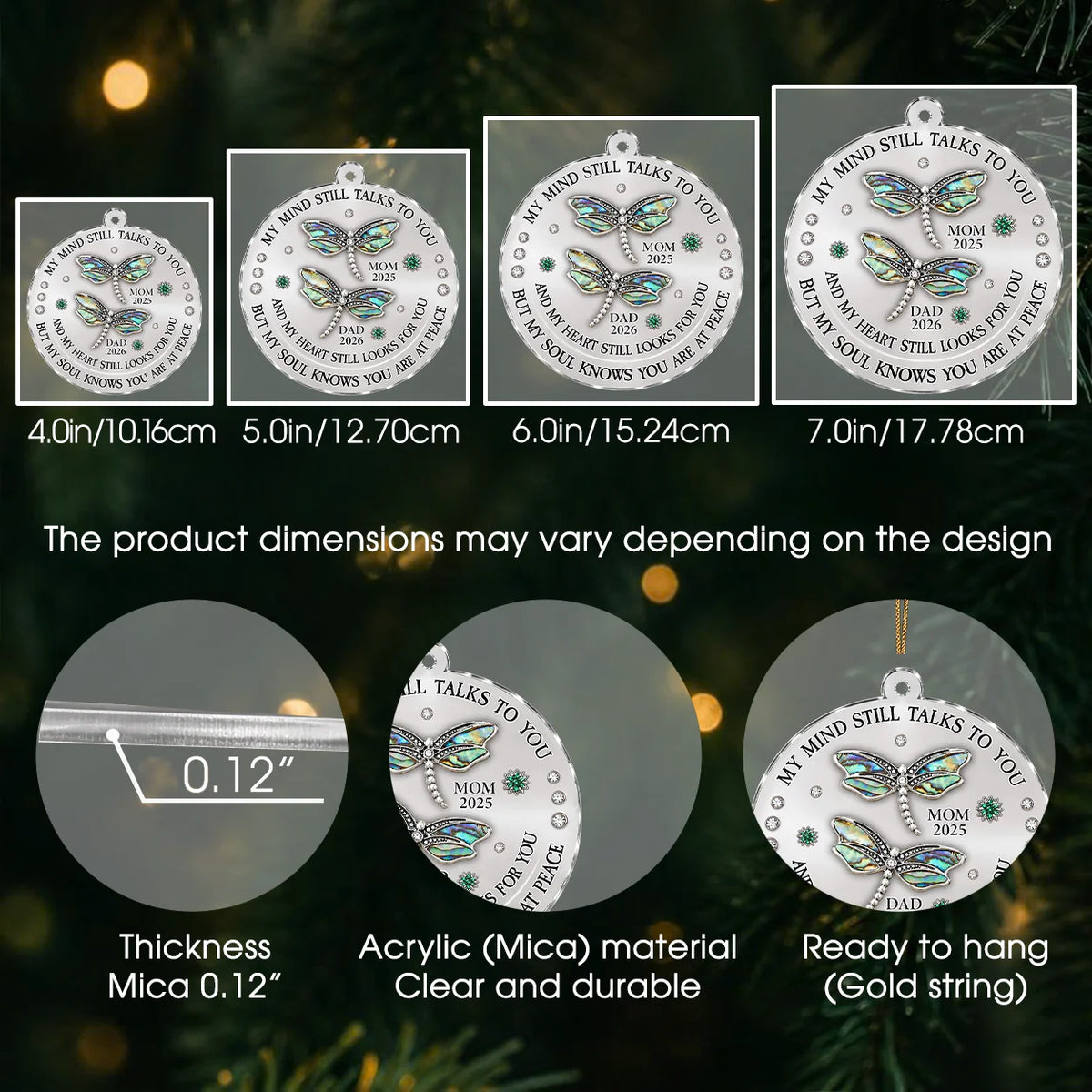 Personalized Butterfly Memorial Acrylic Christmas Ornament – Names & Remembrance Years Keepsake
