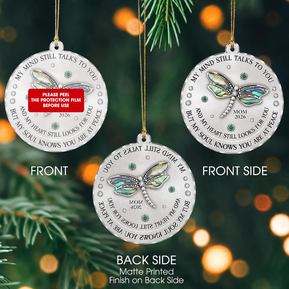 Personalized Butterfly Memorial Acrylic Christmas Ornament – Names & Remembrance Years Keepsake
