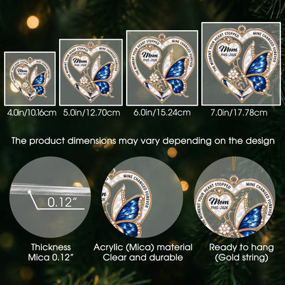 Personalisiertes Herz- & Schmetterlings-Acryl-Weihnachtsornament – Gedenkgeschenk im Perlen-Stil zur Erinnerung an geliebte Menschen