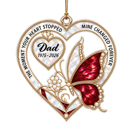 Personalisiertes Herz- & Schmetterlings-Acryl-Weihnachtsornament – Gedenkgeschenk im Perlen-Stil zur Erinnerung an geliebte Menschen