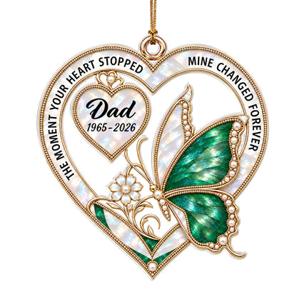 Personalisiertes Herz- & Schmetterlings-Acryl-Weihnachtsornament – Gedenkgeschenk im Perlen-Stil zur Erinnerung an geliebte Menschen