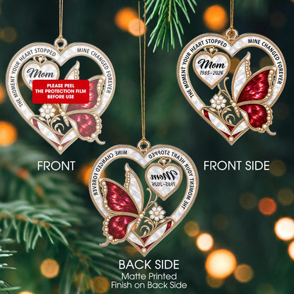Personalisiertes Herz- & Schmetterlings-Acryl-Weihnachtsornament – Gedenkgeschenk im Perlen-Stil zur Erinnerung an geliebte Menschen