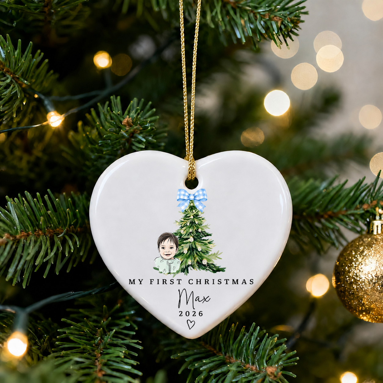 Personalized Baby First Christmas Ornament – Custom Photo Ceramic Keepsake Gift