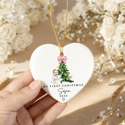 Personalized Baby First Christmas Ornament – Custom Photo Ceramic Keepsake Gift