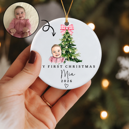 Personalized Baby First Christmas Ornament – Custom Photo Ceramic Keepsake Gift