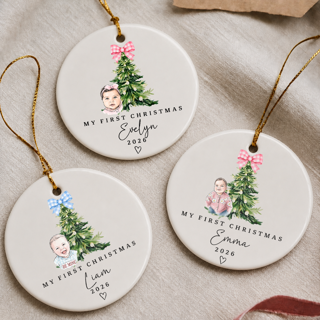 Personalized Baby First Christmas Ornament – Custom Photo Ceramic Keepsake Gift