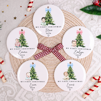 Personalized Baby First Christmas Ornament – Custom Photo Ceramic Keepsake Gift
