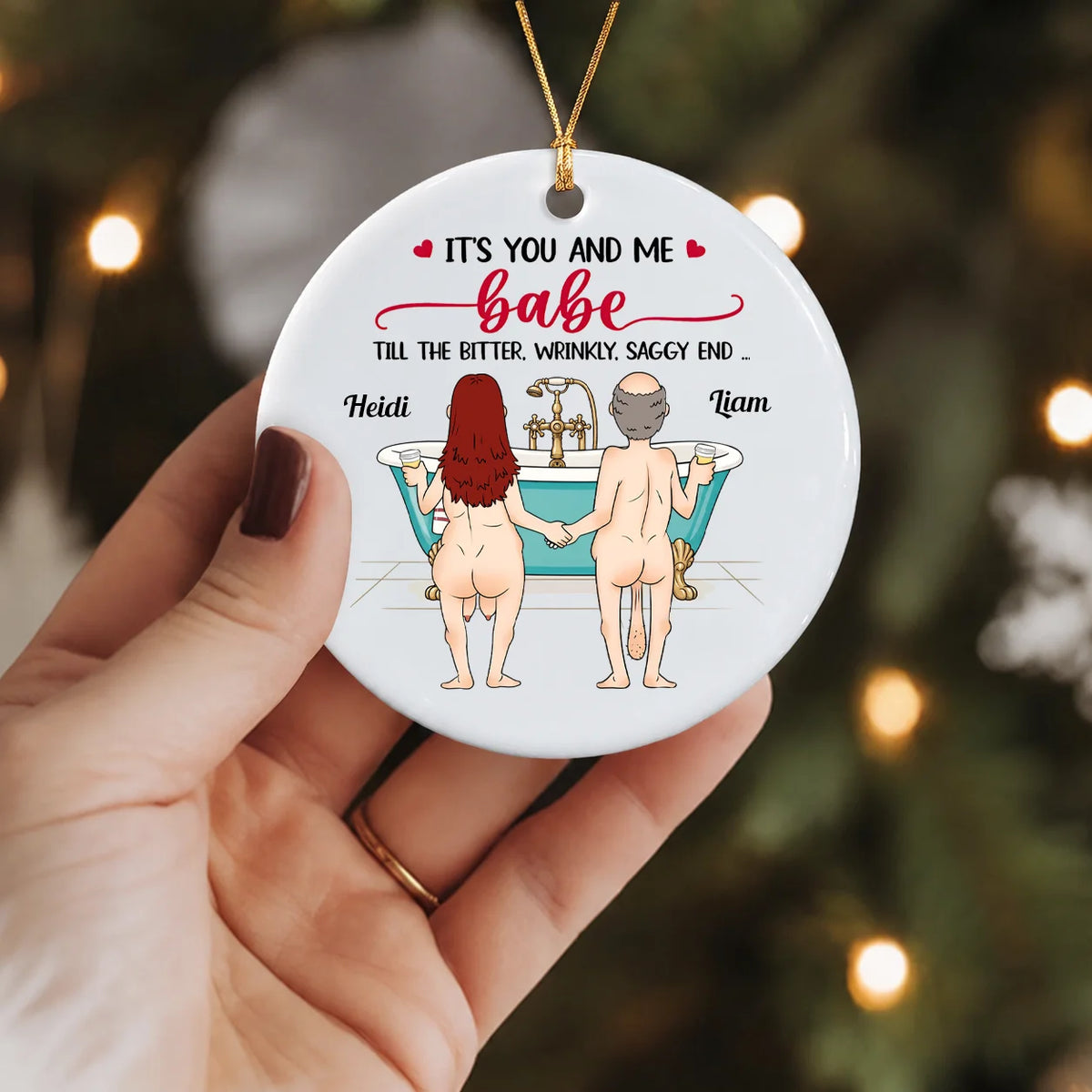 Personalisiertes „It's You and Me Babe“ Badewannen-Paar Jahrestag Keramik-Weihnachtsanhänger – Geschenk für Paare