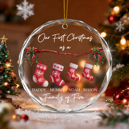 Personalized Family Christmas Stocking Ornament – Custom Name Ceramic or Glass Gift
