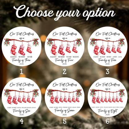 Personalized Family Christmas Stocking Ornament – Custom Name Ceramic or Glass Gift