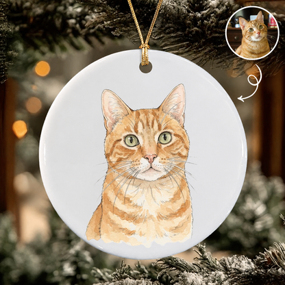 Personalized Pet Memorial Photo & Name 2-Sided Ceramic Ornament – Christmas Keepsake