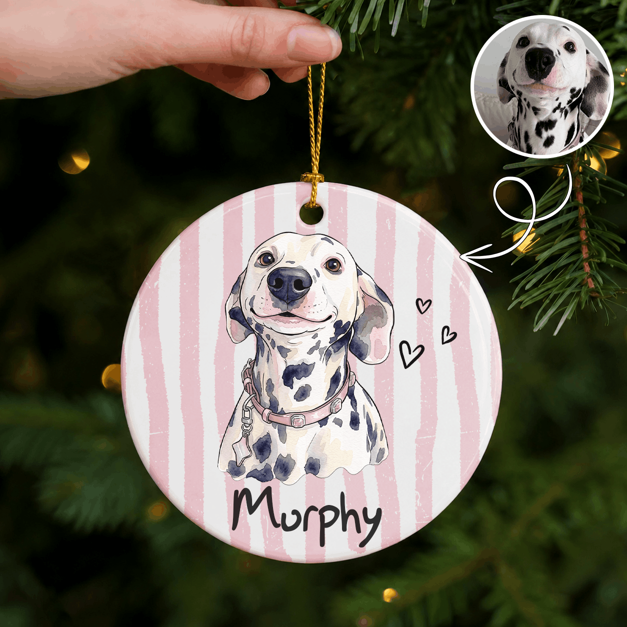 Personalized Pet Memorial Photo Ceramic Ornament – Paw Prints Christmas Keepsake