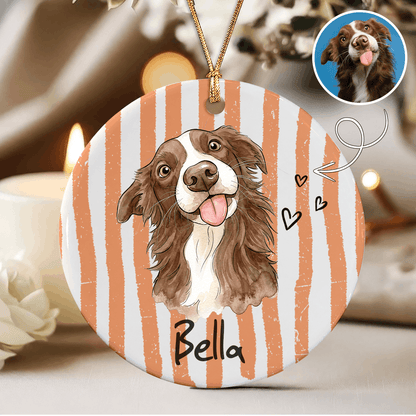 Personalized Pet Memorial Photo Ceramic Ornament – Paw Prints Christmas Keepsake