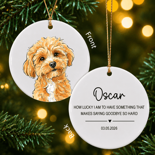 Personalized Pet Memorial Photo Ceramic Ornament – Dog & Cat Remembrance Gift