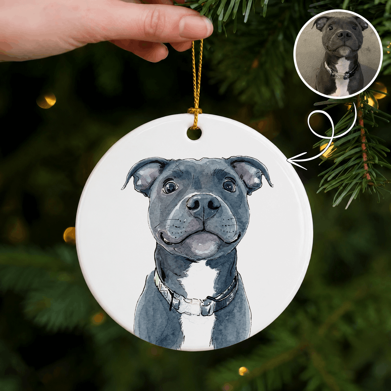 Personalized Pet Memorial Photo Ceramic Ornament – Dog & Cat Remembrance Gift