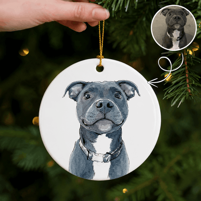 Personalized Pet Memorial Photo Ceramic Ornament – Dog & Cat Remembrance Gift