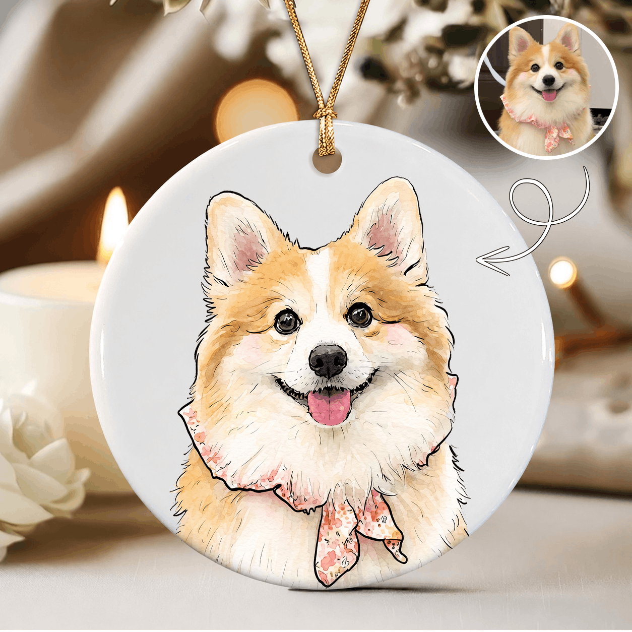 Personalized Pet Memorial Photo Ceramic Ornament – Dog & Cat Remembrance Gift