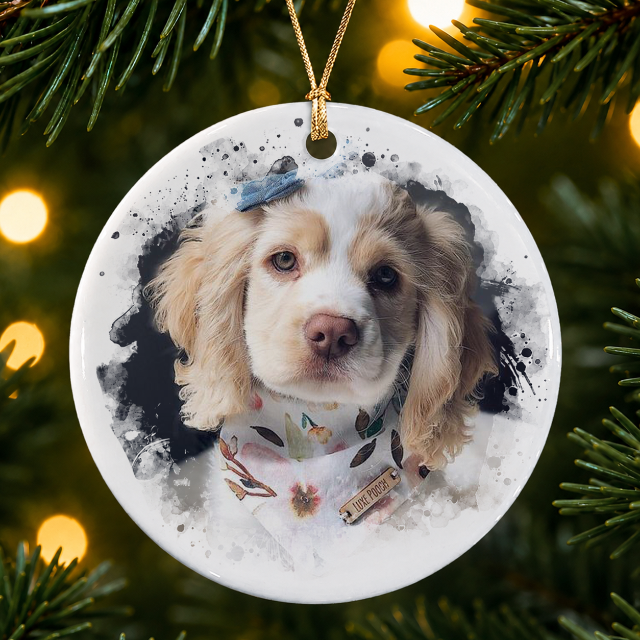 Personalized Pet Memorial Ornament – Custom Pet Photo Ceramic Christmas Gift