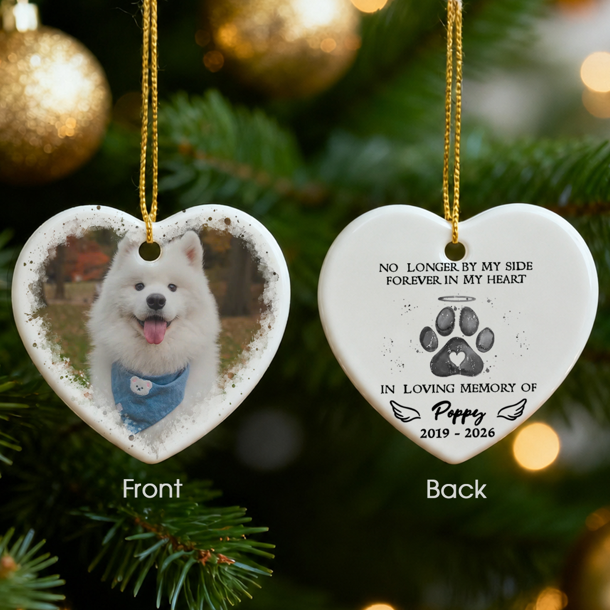 Personalized Pet Memorial Ornament – Custom Pet Photo Ceramic Christmas Gift