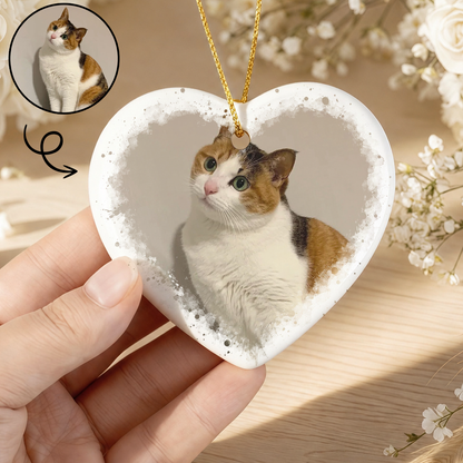 Personalized Pet Memorial Ornament – Custom Pet Photo Ceramic Christmas Gift