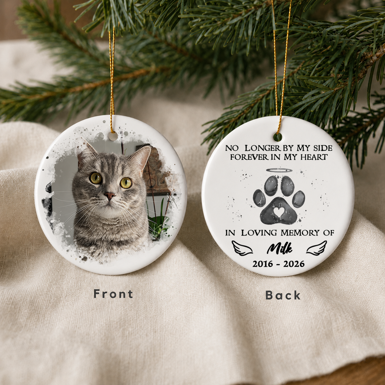Personalized Pet Memorial Ornament – Custom Pet Photo Ceramic Christmas Gift