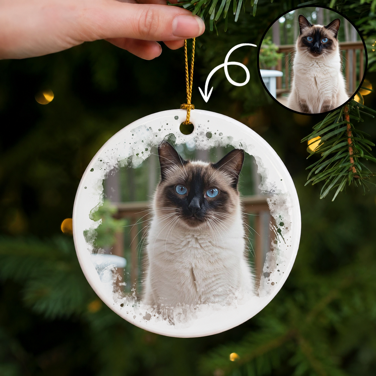 Personalized Pet Memorial Ornament – Custom Pet Photo Ceramic Christmas Gift