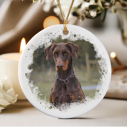 Personalized Pet Memorial Ornament – Custom Pet Photo Ceramic Christmas Gift