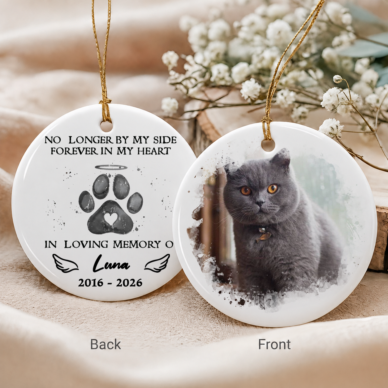 Personalized Pet Memorial Ornament – Custom Pet Photo Ceramic Christmas Gift