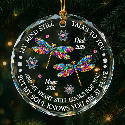 Personalized Rainbow Dragonfly Glass Memorial Ornament – My Mind Still Talks to You Remembrance Gift