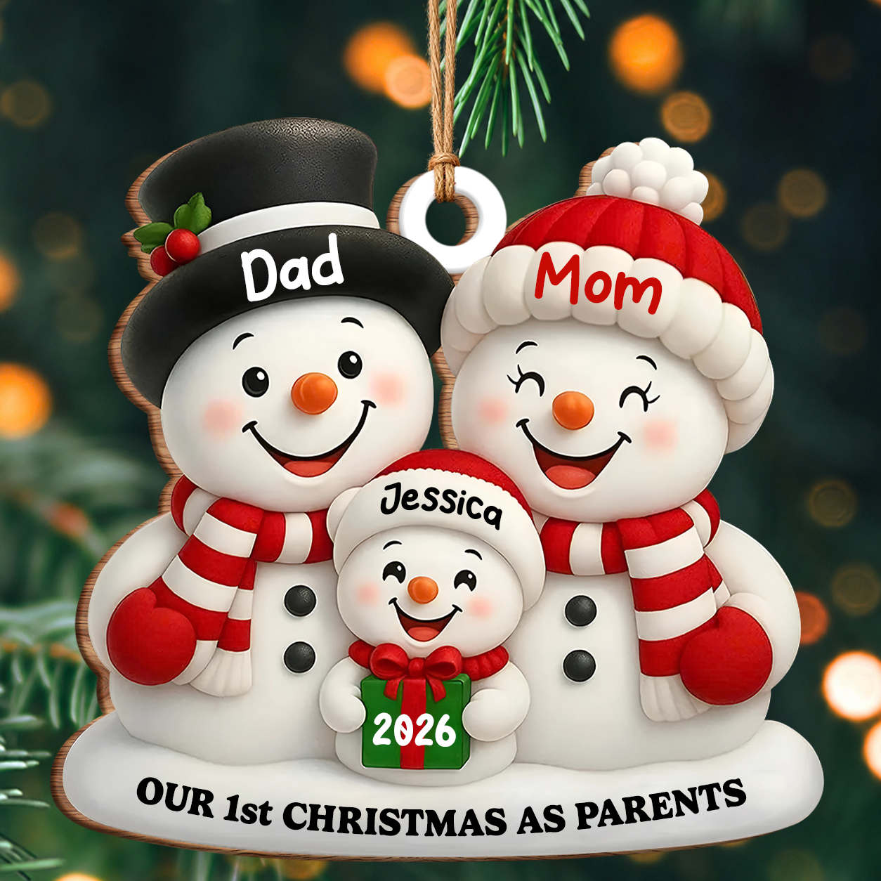 Personalized First Christmas as Parents Wood Ornament – New Parents Couple Gift