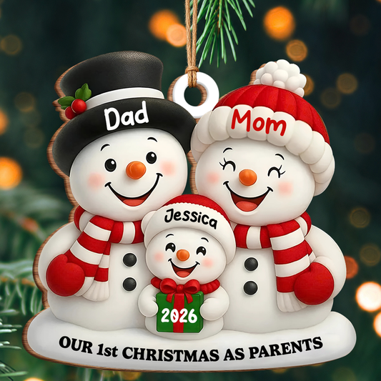 Personalized First Christmas as Parents Wood Ornament – New Parents Couple Gift