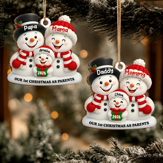 Personalized First Christmas as Parents Wood Ornament – New Parents Couple Gift