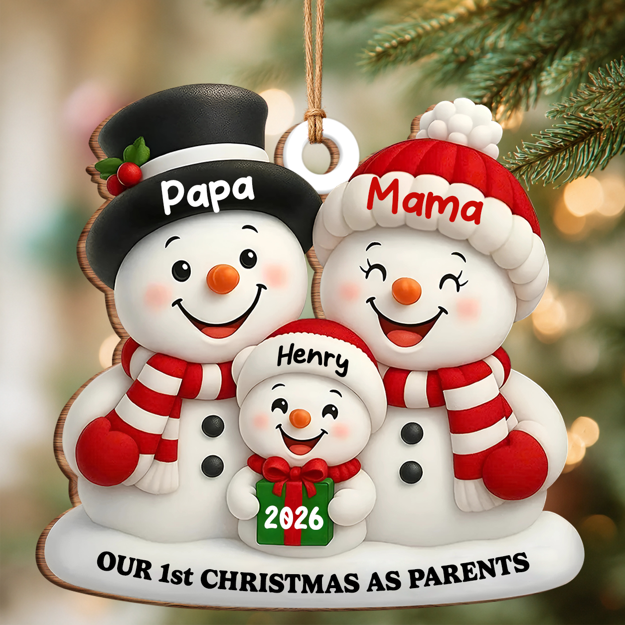 Personalized First Christmas as Parents Wood Ornament – New Parents Couple Gift