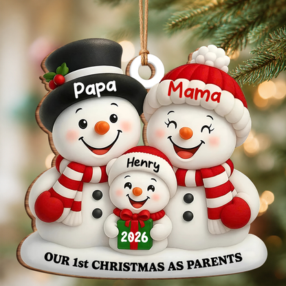Personalized First Christmas as Parents Wood Ornament – New Parents Couple Gift