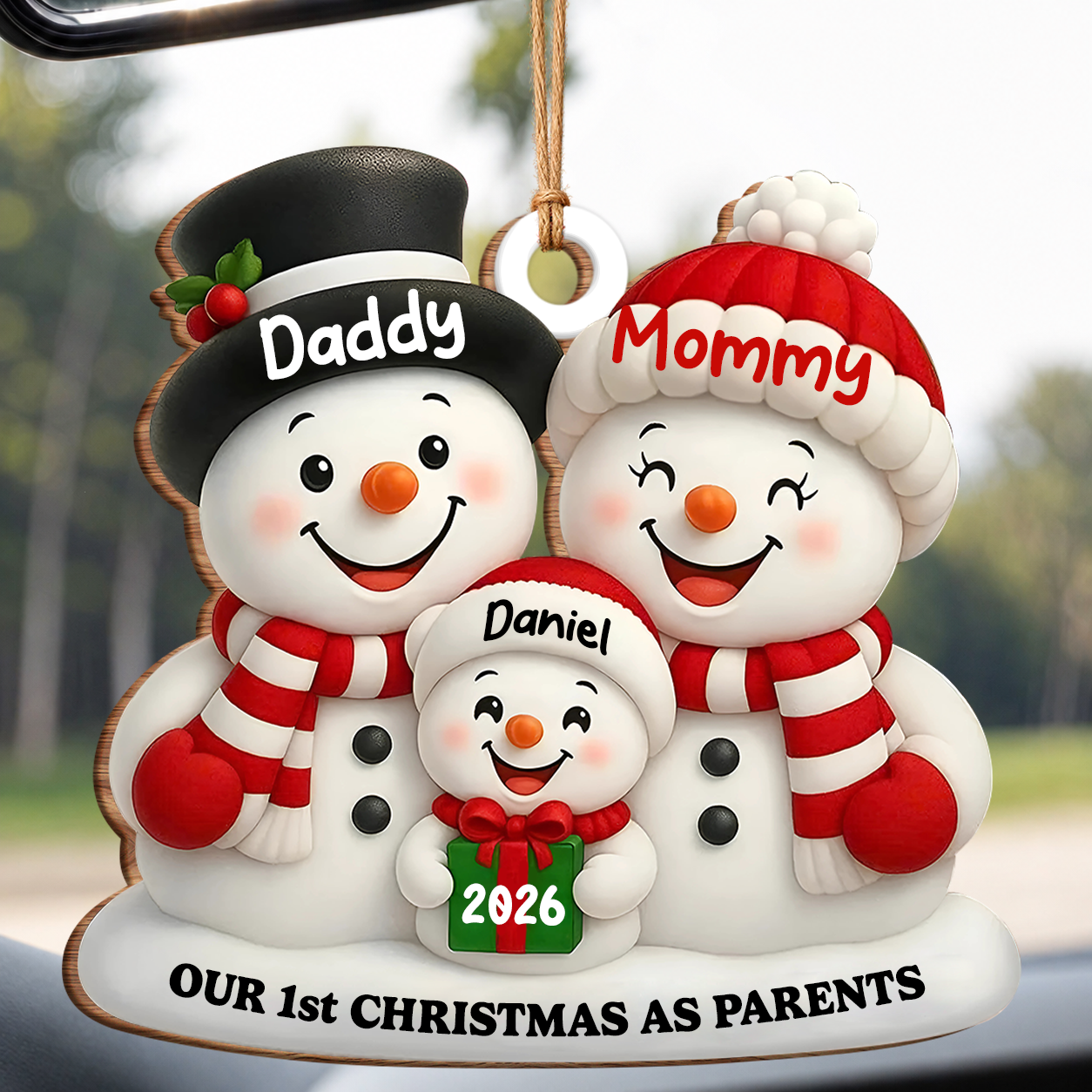 Personalized First Christmas as Parents Wood Ornament – New Parents Couple Gift